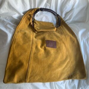 Elegant Mustard Tote with Brown Accents